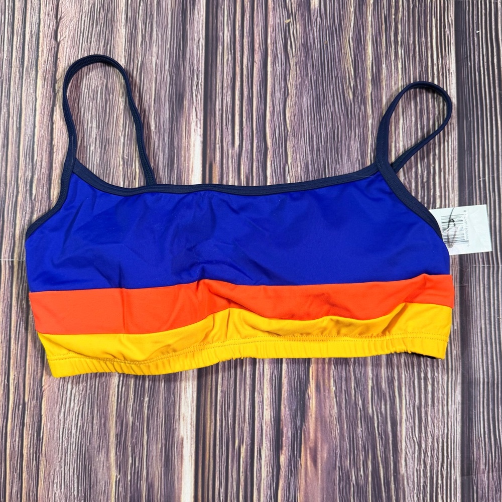 NWT Deadstock Vintage 90s Color Blocking Bandeau Style Swimsuit M